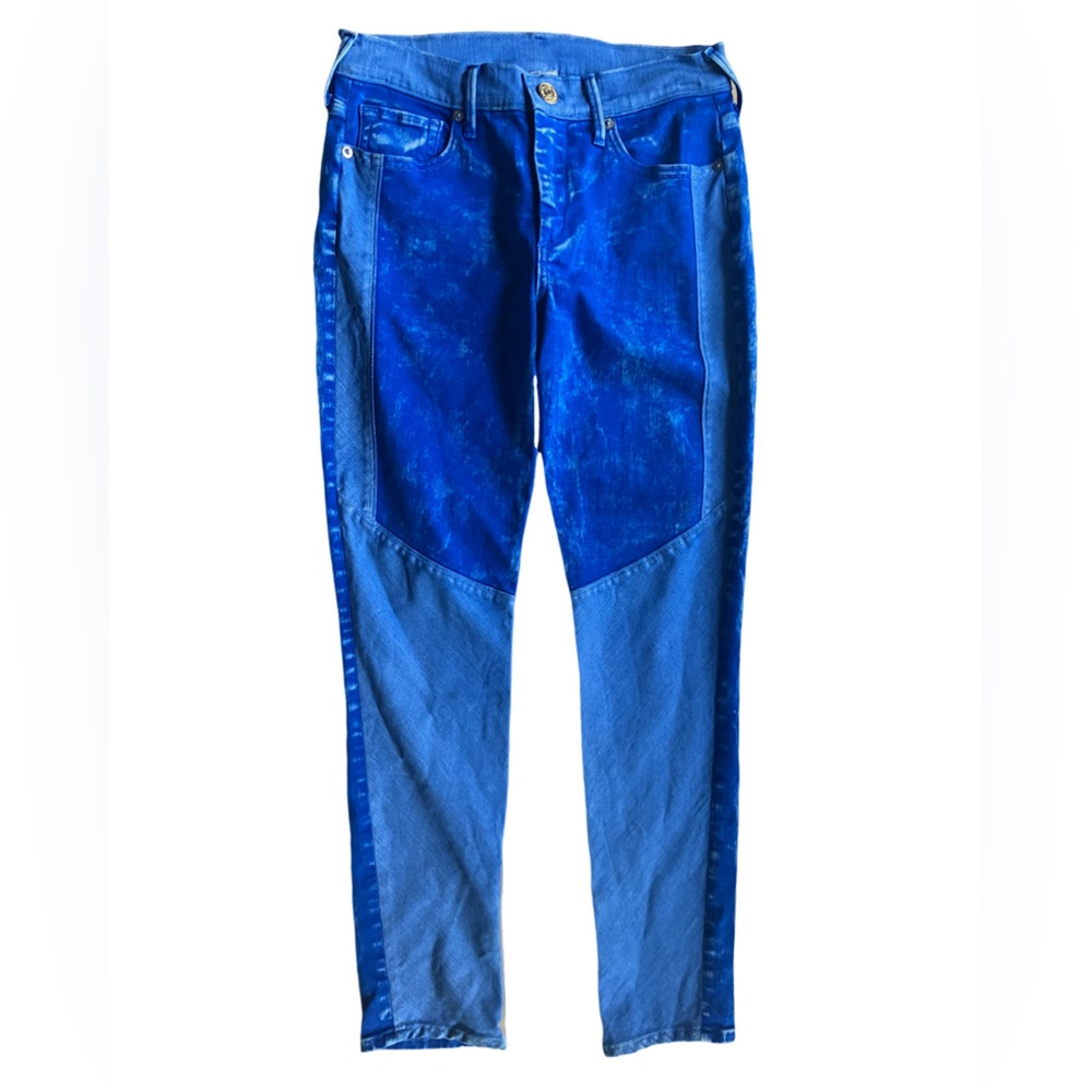 True Religion Halle Cropped Paneled Zip SAMPLE 05/09/14 Blue Denim Jeans Size 27